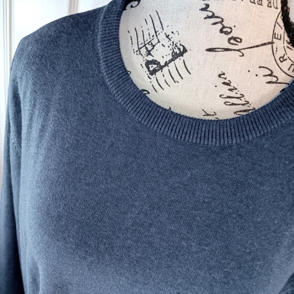 NWT Denver Hayes Men's Lightweight Knit Sweater Size L Navy Blue Crewneck - Picture 5 of 12